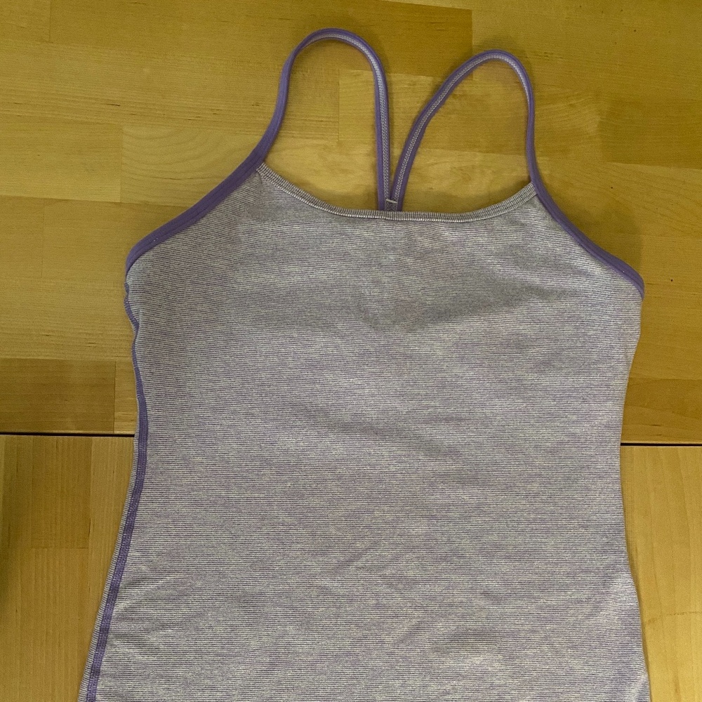 Lululemon Power Y Tank Lilac & White Stripe Sz 6